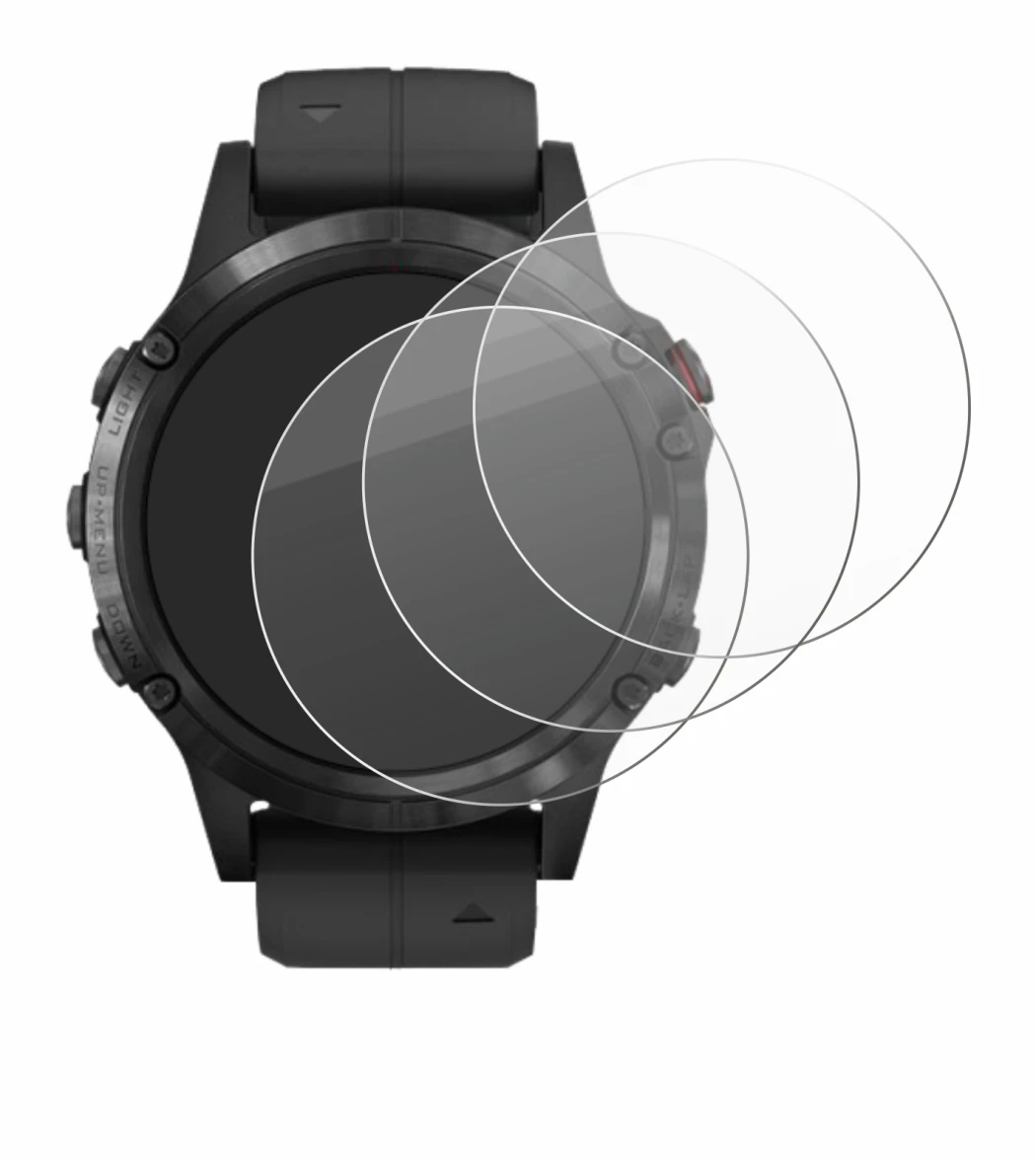 Image de l'appareil Garmin Fenix 5 Plus (47 mm) avec une grande variété de protections d'écran.
