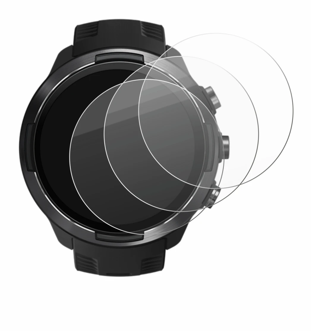 Image de l'appareil Suunto 9 avec une grande variété de protections d'écran.