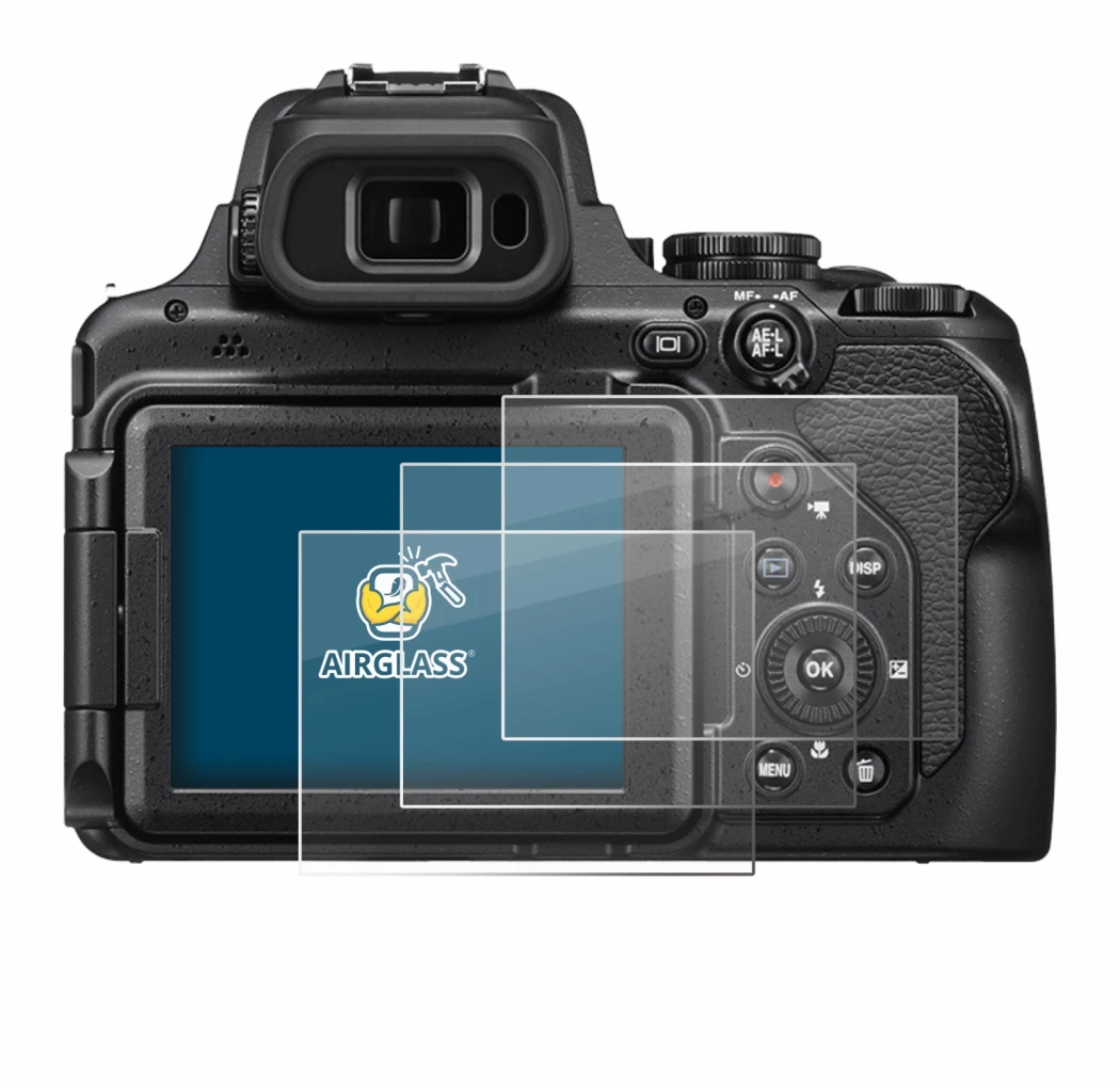 Image de l'appareil Nikon Coolpix P1000 avec une grande variété de protections d'écran.