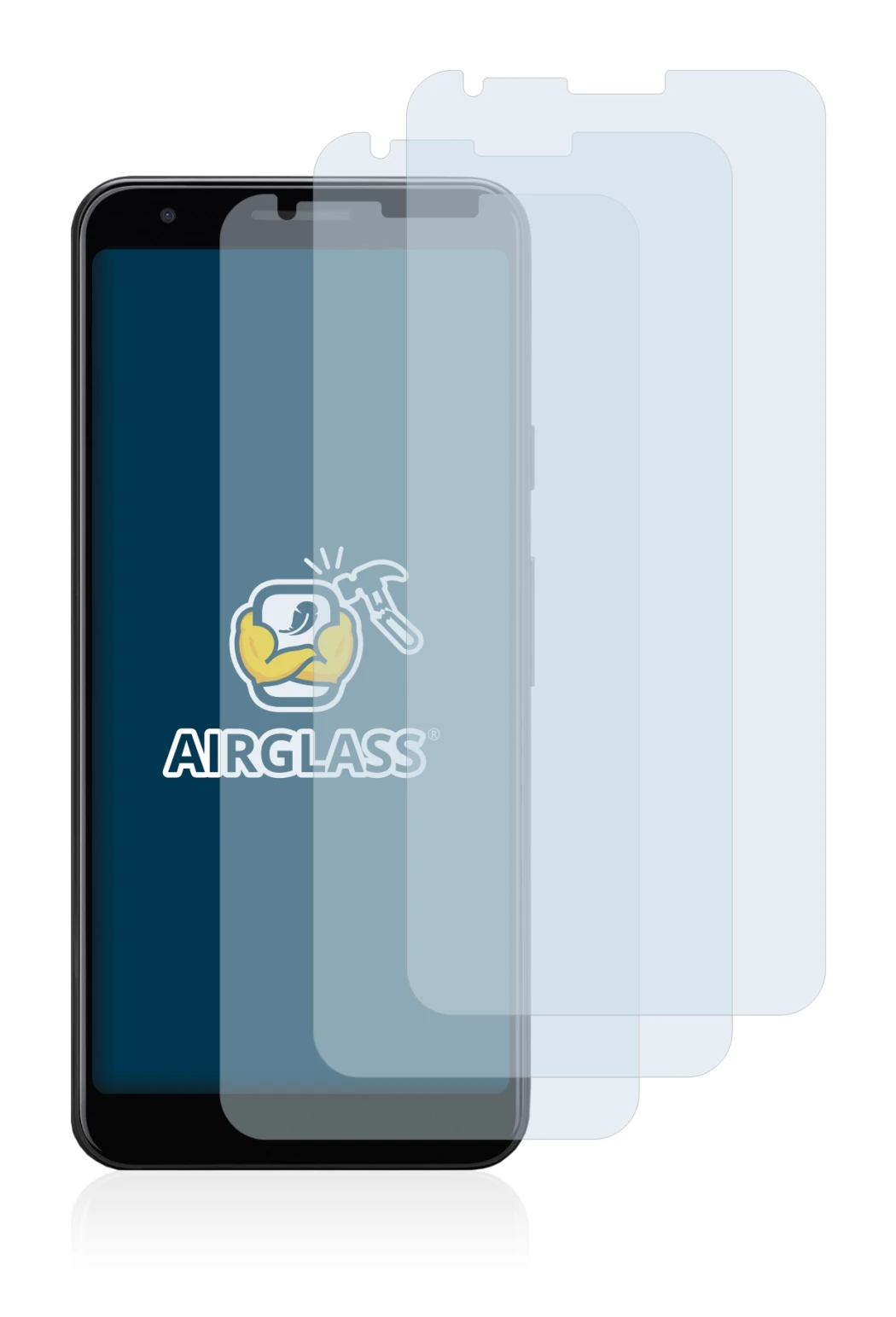 Image de l'appareil Google Pixel 3a XL avec une grande variété de protections d'écran.