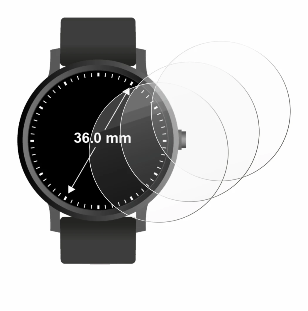 Image de l'appareil Circulaire Displays (ø: 36 mm) avec une grande variété de protections d'écran.
