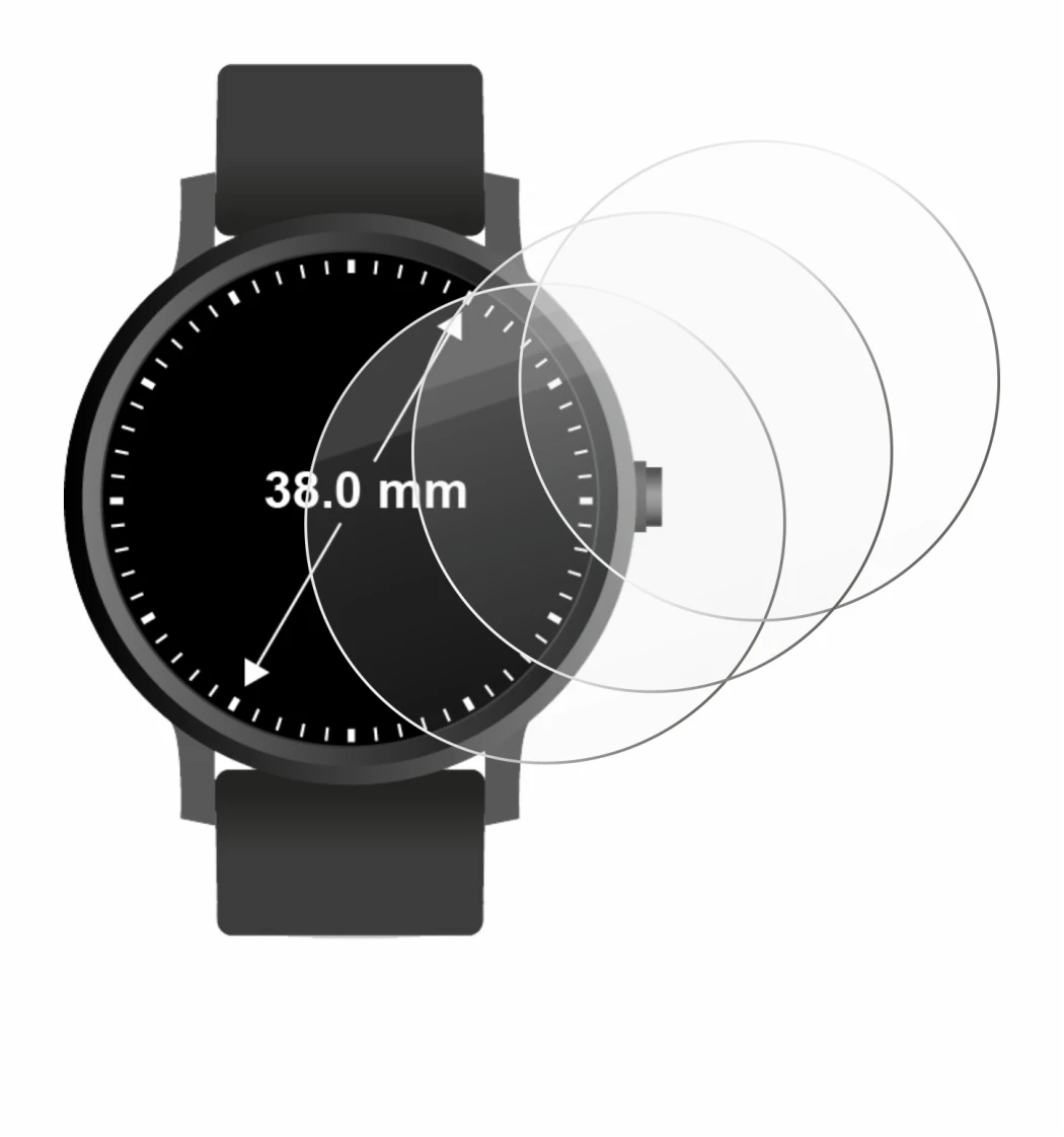 Image de l'appareil Circulaire Displays (ø: 38 mm) avec une grande variété de protections d'écran.