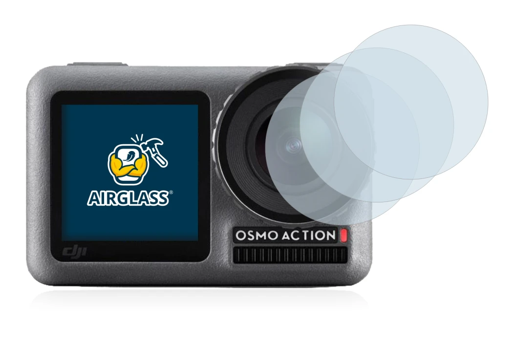 Image de l'appareil DJI Osmo Action (Lentille) avec une grande variété de protections d'écran.