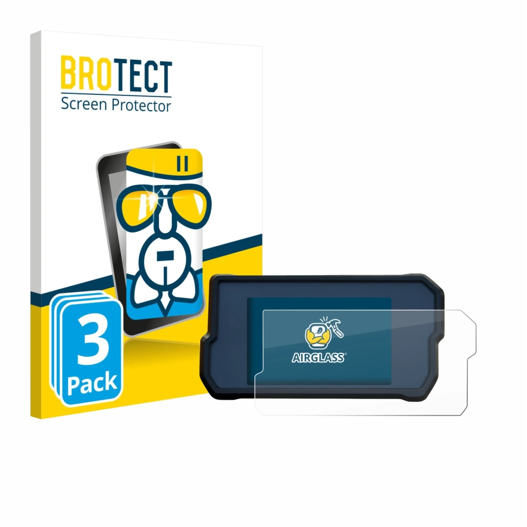 Face avant d’un emballage produit avec le logo de la marque BROTECT. À côté, l’appareil KTM 790 Adventure 2019+ est représenté