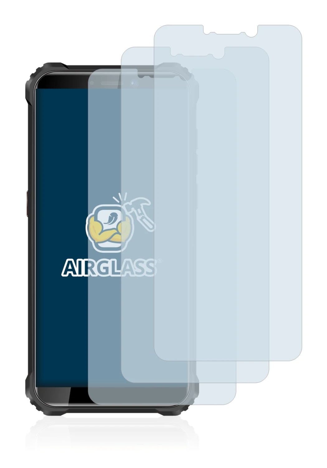 Image de l'appareil Oukitel WP5 avec une grande variété de protections d'écran.