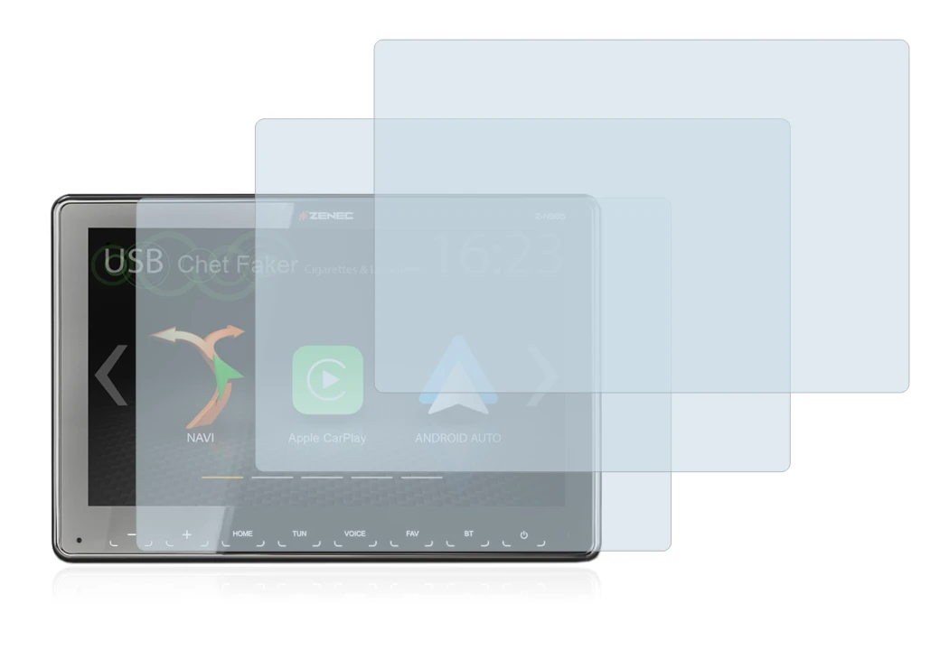 Image de l'appareil Zenec Z-N965 avec une grande variété de protections d'écran.