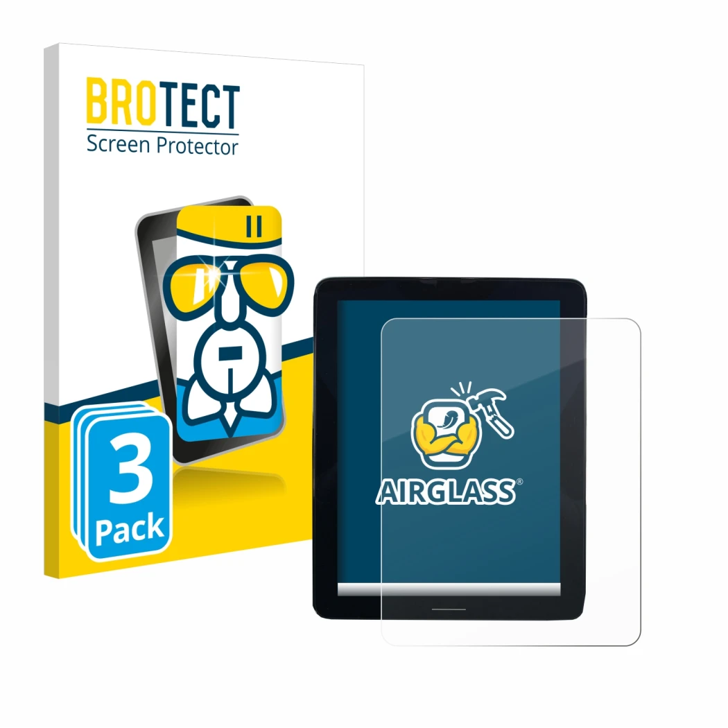 Face avant d’un emballage produit avec le logo de la marque BROTECT. À côté, l’appareil Volvo Polestar 2 2021 Infotainment Sys