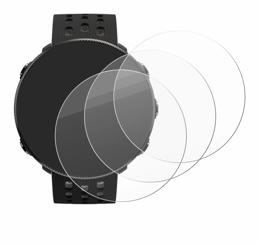 Image de l'appareil Polar Vantage M2 avec une grande variété de protections d'écran.