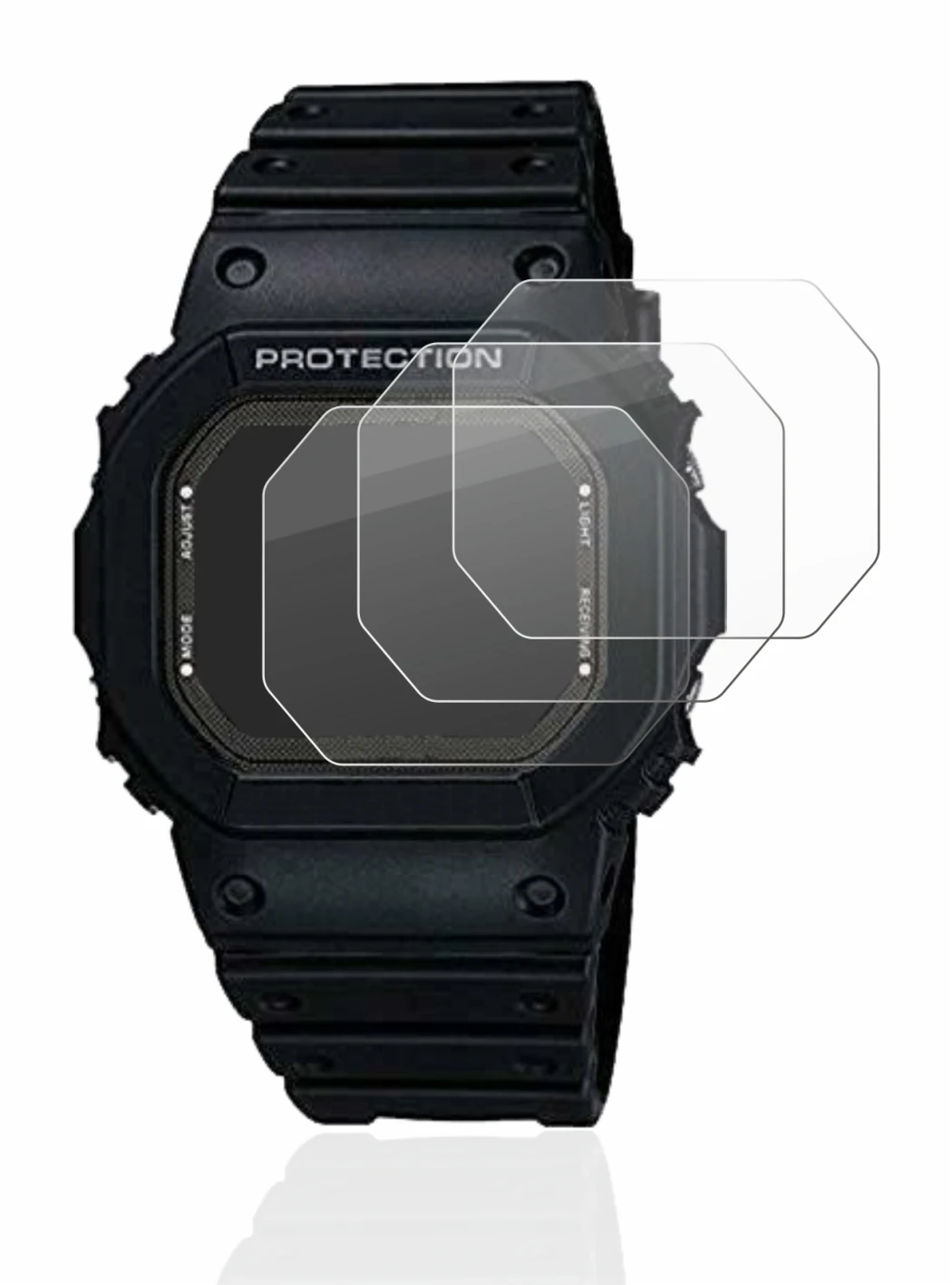Image de l'appareil Casio G-Shock GW-5000-1JF avec une grande variété de protections d'écran.