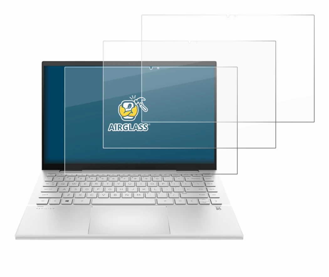 Image de l'appareil HP Pavilion x360 (14-dyX) avec une grande variété de protections d'écran.