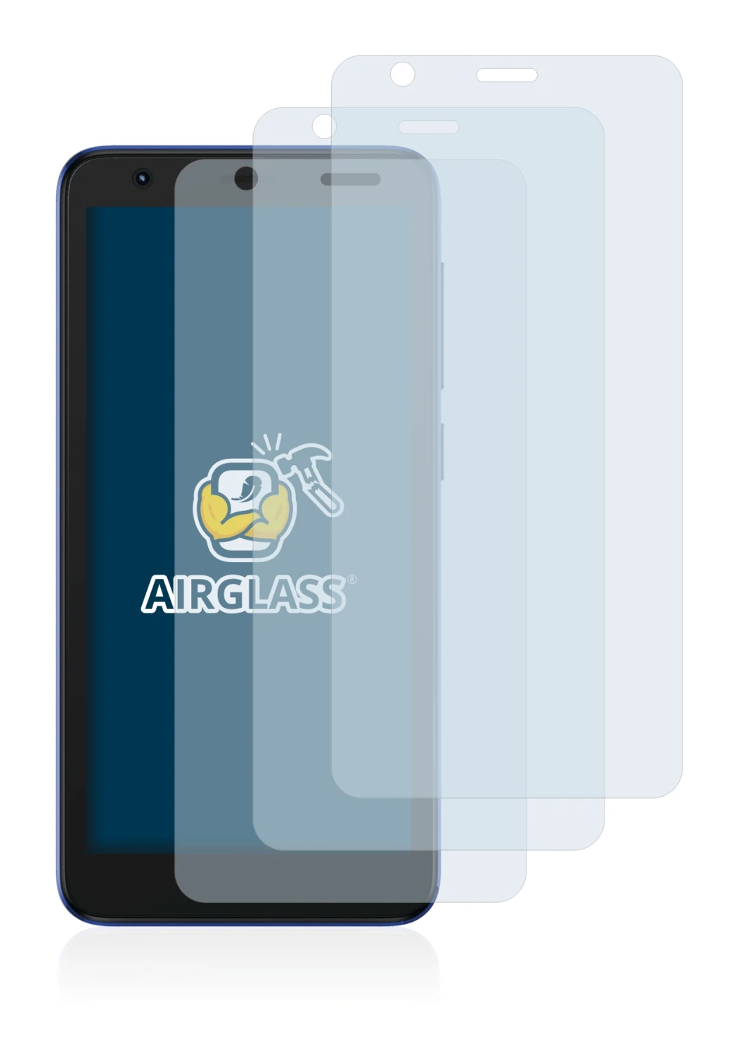 Image de l'appareil ZTE Blade L9 avec une grande variété de protections d'écran.