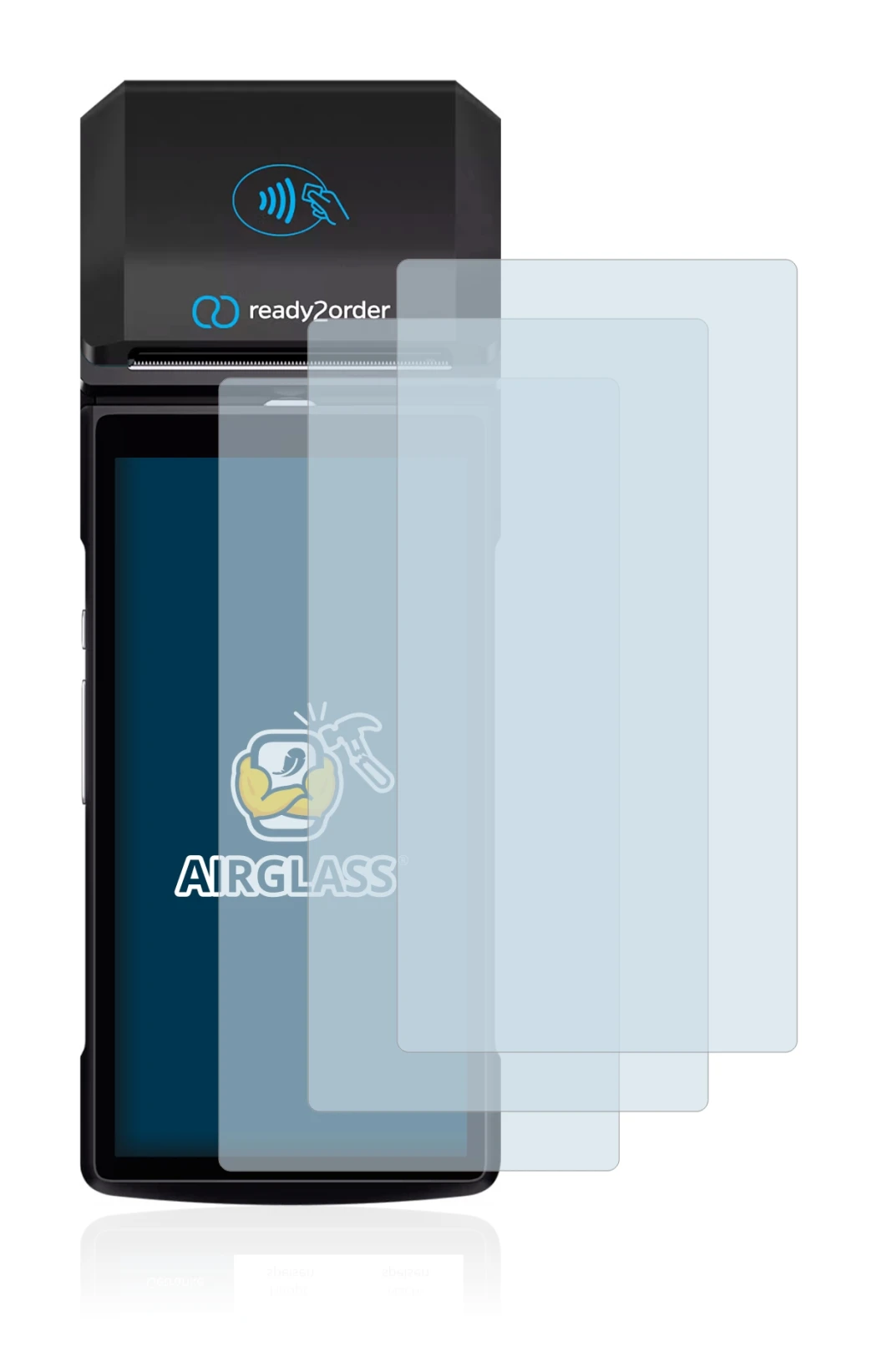 Image de l'appareil Ready2order ReadyGo avec une grande variété de protections d'écran.