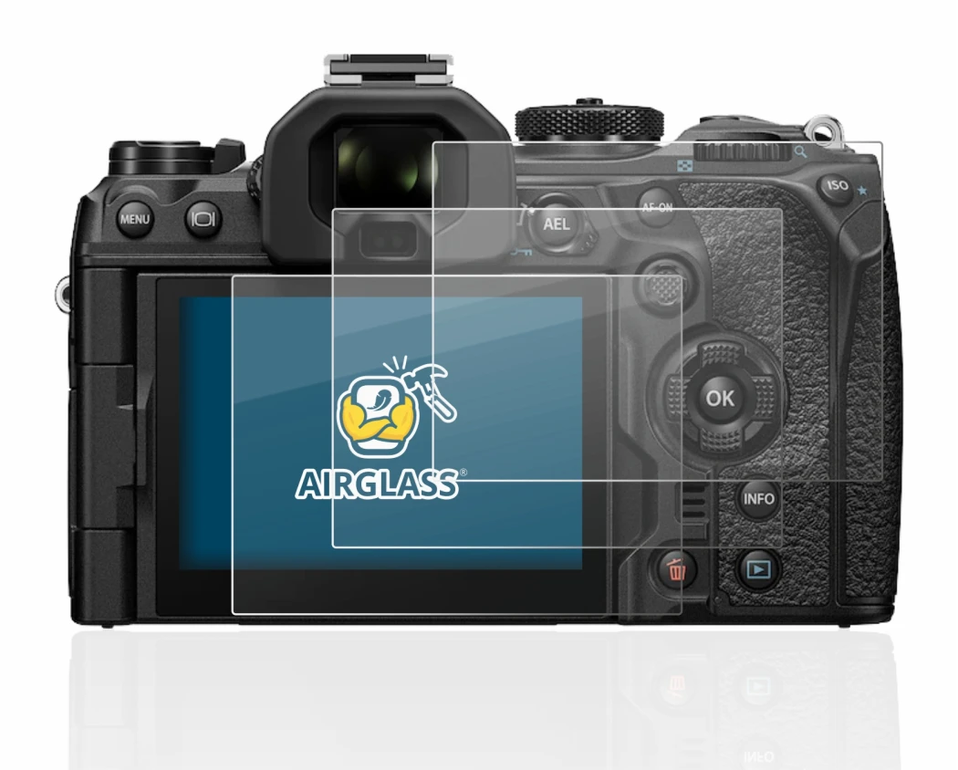 Image de l'appareil Olympus OM-1 2022 avec une grande variété de protections d'écran.