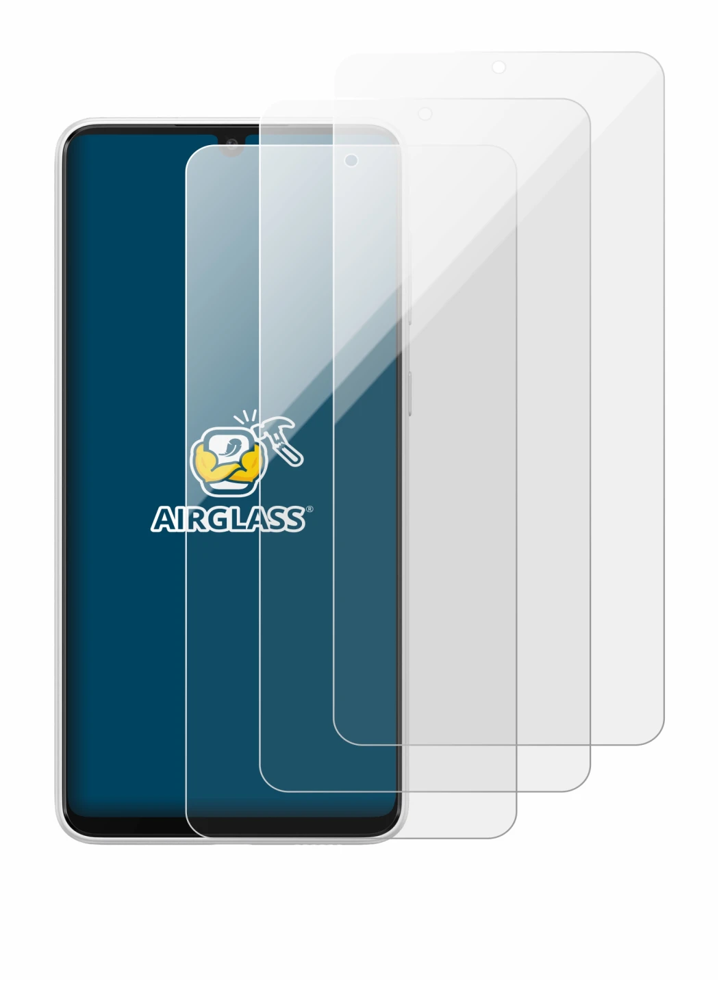 Image de l'appareil Samsung Galaxy A33 5G avec une grande variété de protections d'écran.