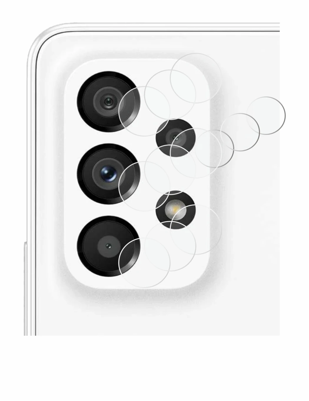 Image de l'appareil Samsung Galaxy A53 5G (Caméra UNIQUEMENT) avec une grande variété de protections d'écran.