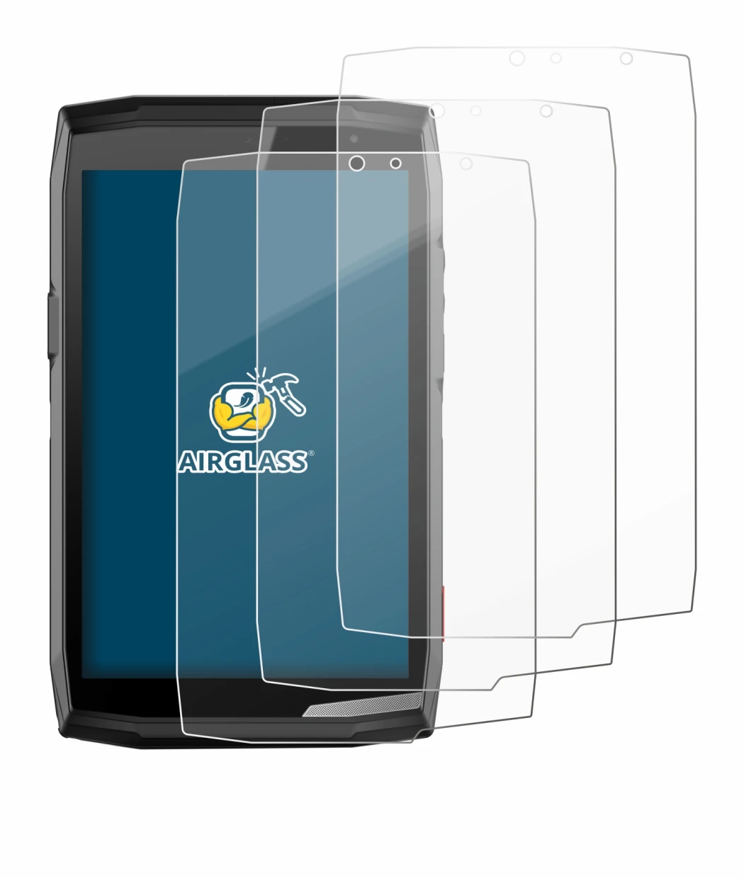 Image de l'appareil Crosscall Core T5 avec une grande variété de protections d'écran.