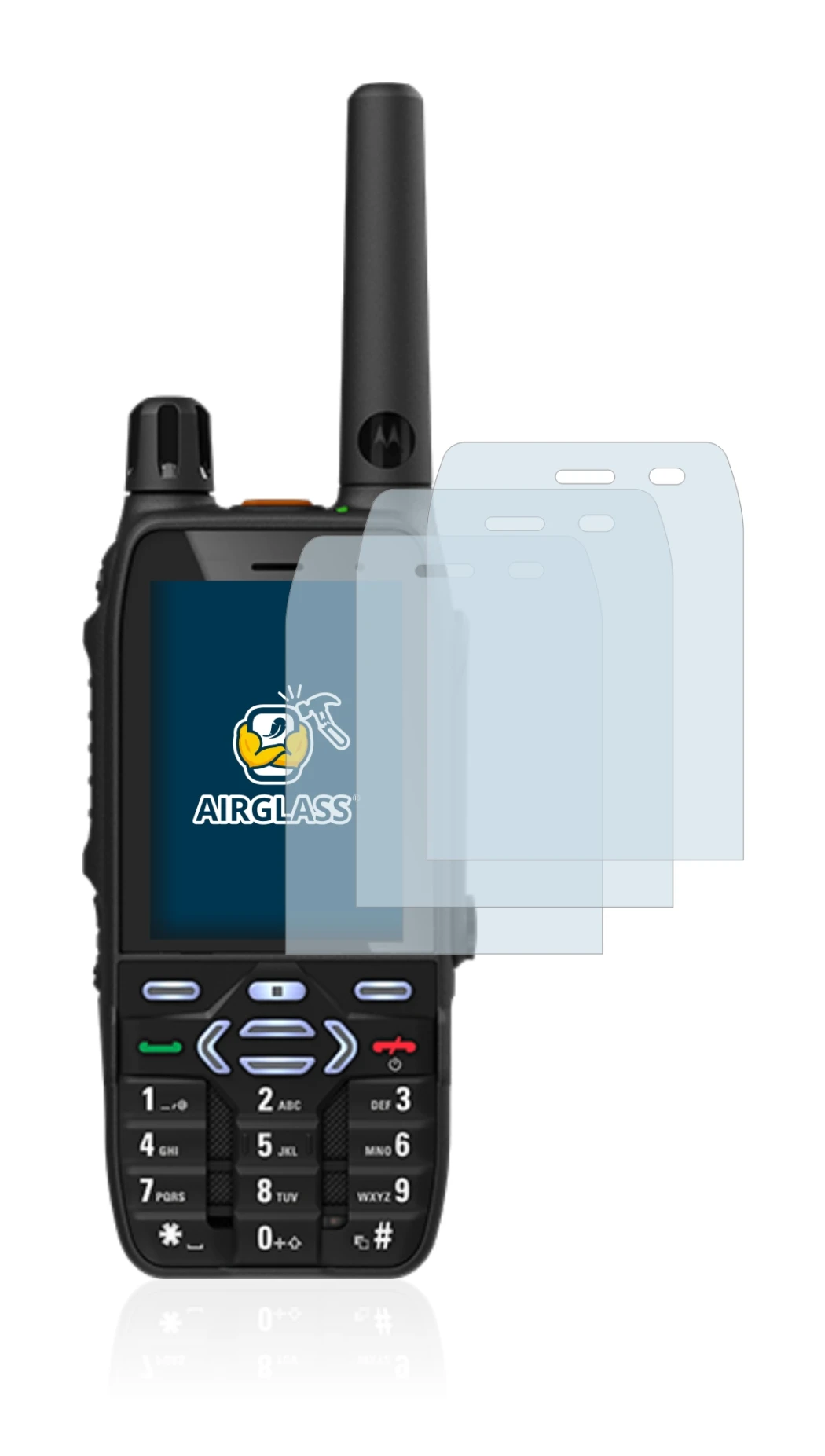 Image de l'appareil Motorola MXP600 avec une grande variété de protections d'écran.