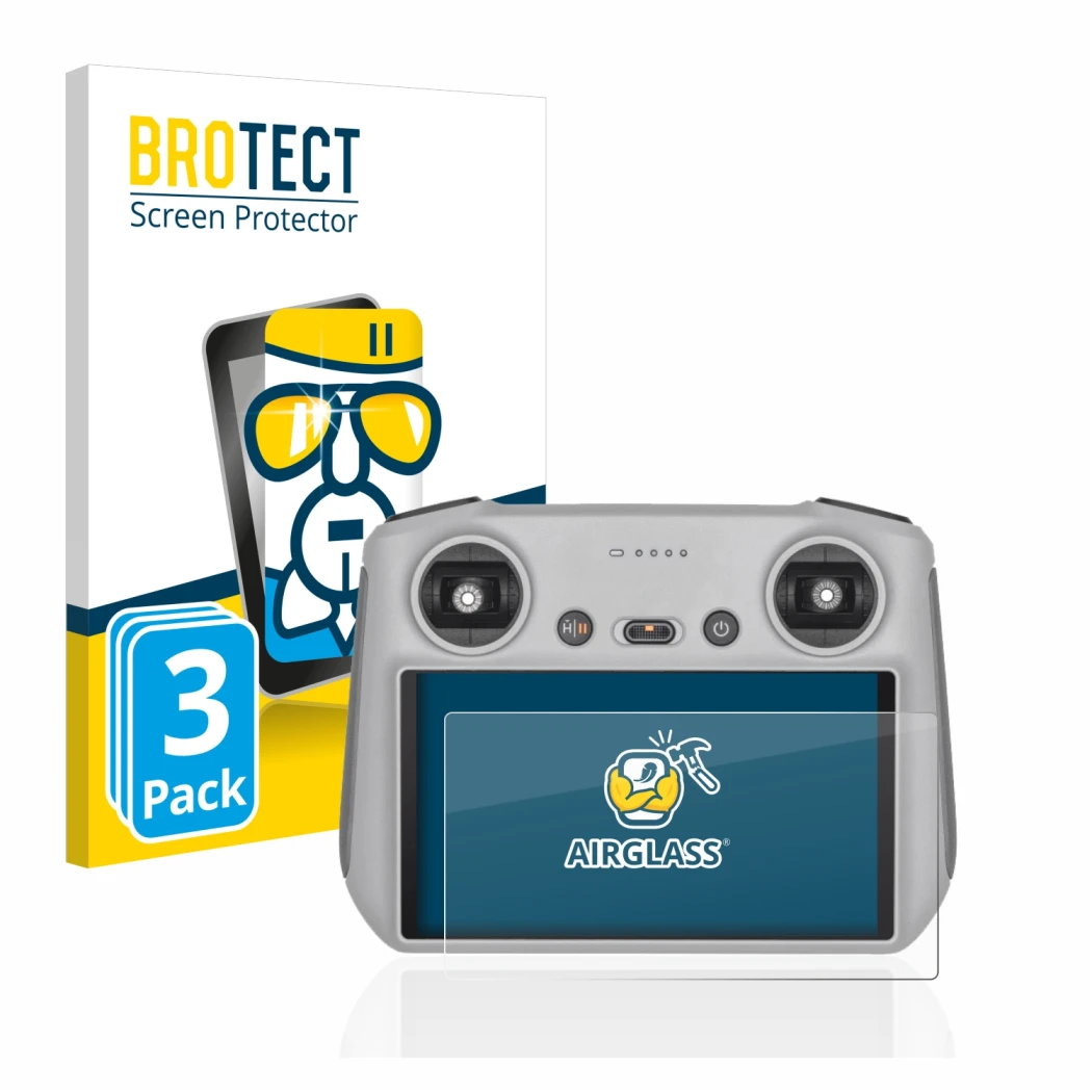 Face avant d’un emballage produit avec le logo de la marque BROTECT. À côté, l’appareil DJI RC Controller est représenté avec 