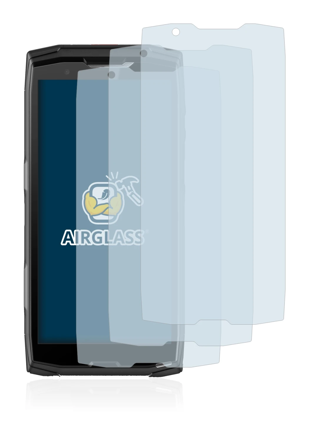 Image de l'appareil Crosscall Core-X5 avec une grande variété de protections d'écran.