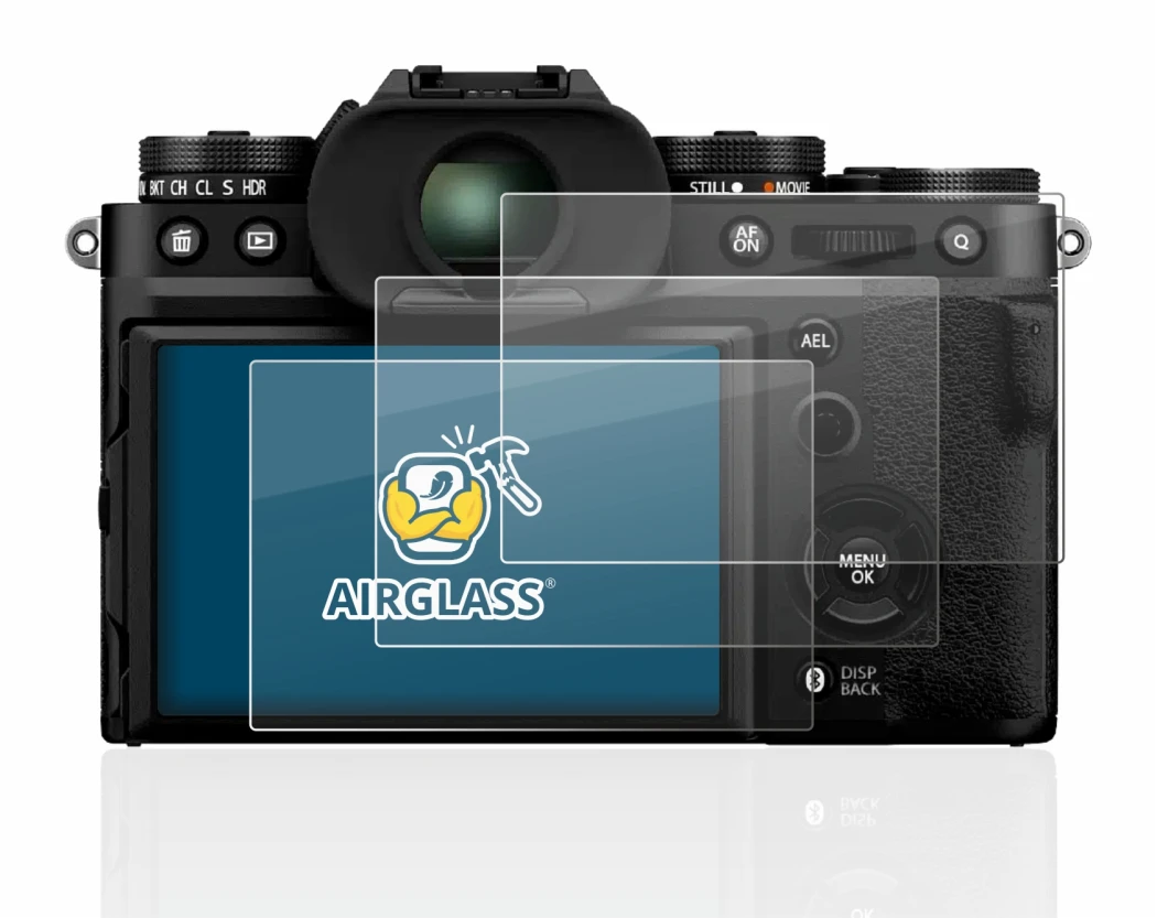 Image de l'appareil Fujifilm X-T5 avec une grande variété de protections d'écran.