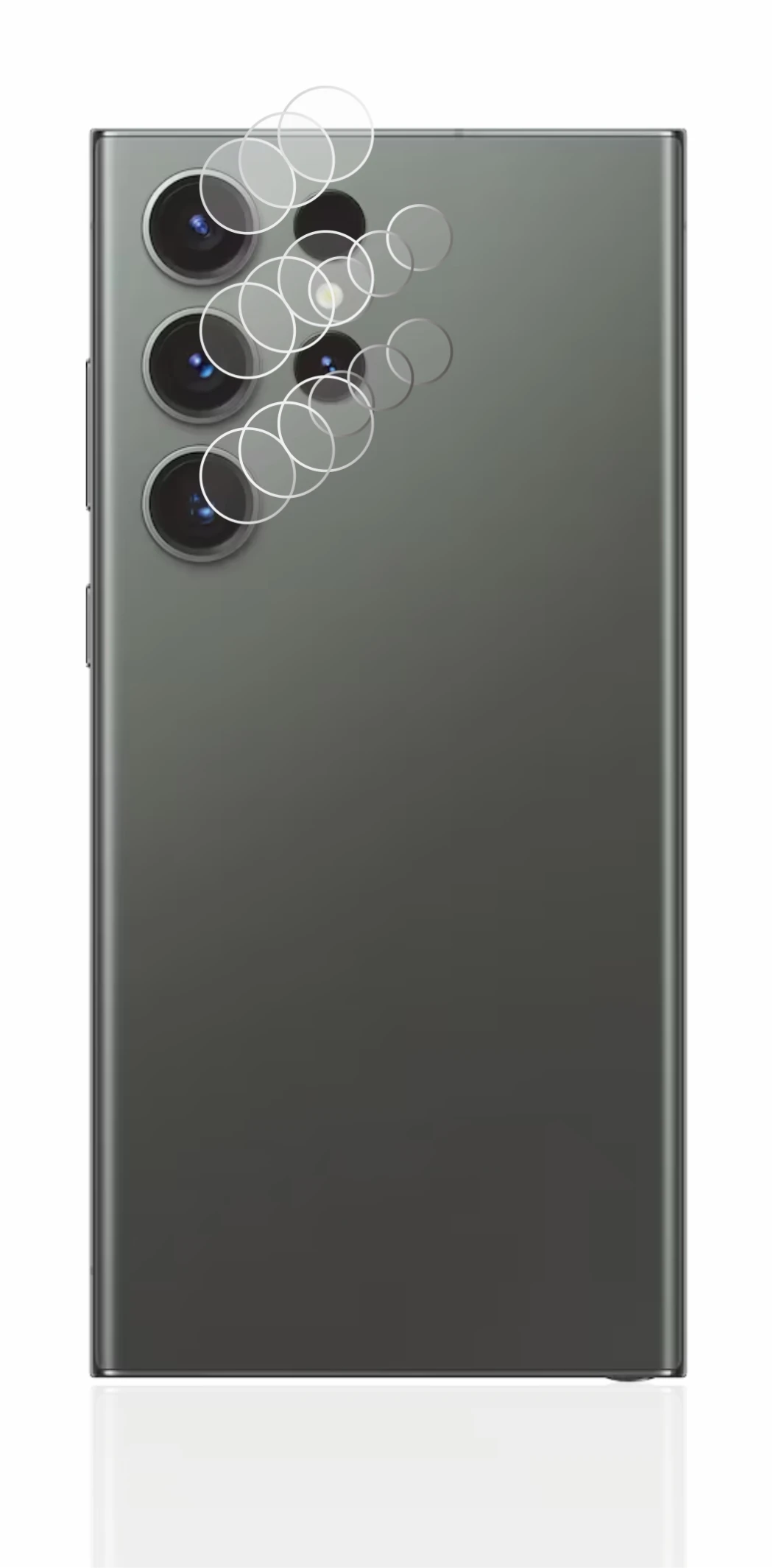 Image de l'appareil Samsung Galaxy S23 Ultra (Caméra UNIQUEMENT) avec une grande variété de protections d'écran.