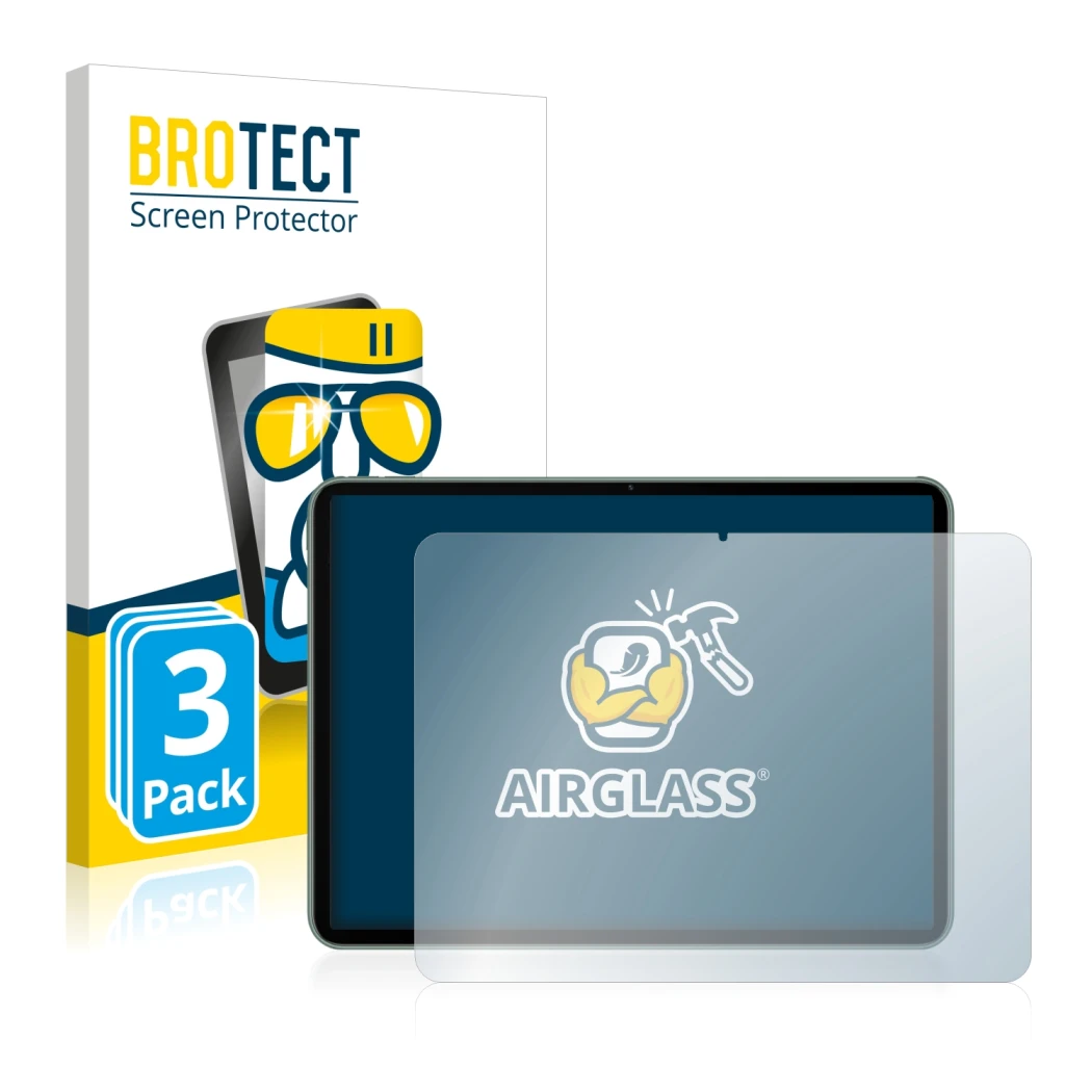 Face avant d’un emballage produit avec le logo de la marque BROTECT. À côté, l’appareil OnePlus Pad est représenté avec la pro