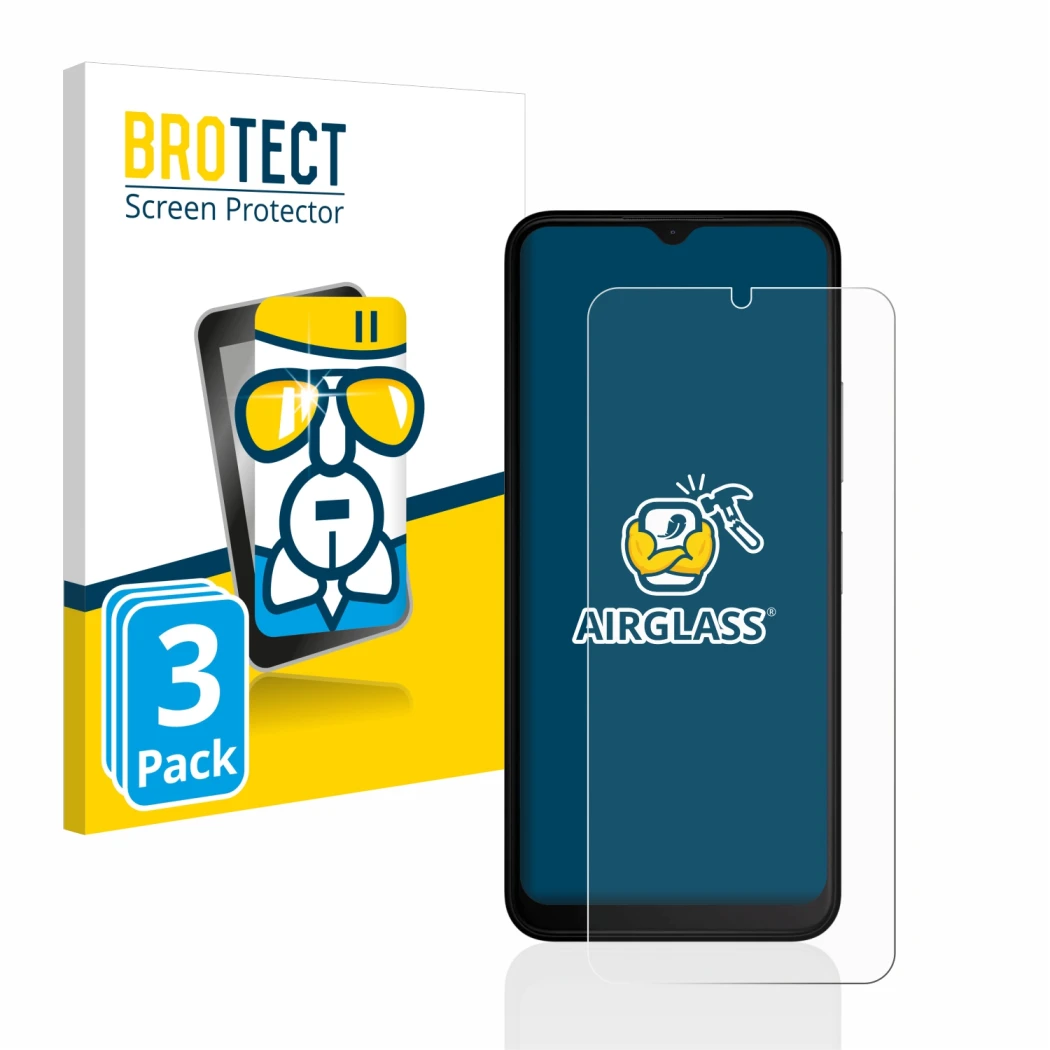 Face avant d’un emballage produit avec le logo de la marque BROTECT. À côté, l’appareil Nokia C32 est représenté avec la prote