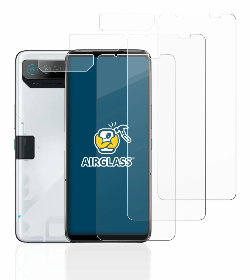 Image de l'appareil ASUS ROG Phone 7 Ultimate (Avant+Caméra) avec une grande variété de protections d'écran.