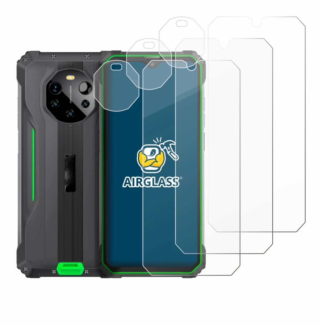 Image de l'appareil Blackview BL8800 5G (Avant+Caméra) avec une grande variété de protections d'écran.