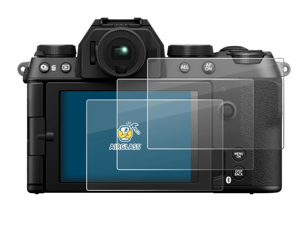 Image de l'appareil Fujifilm X-S20 avec une grande variété de protections d'écran.
