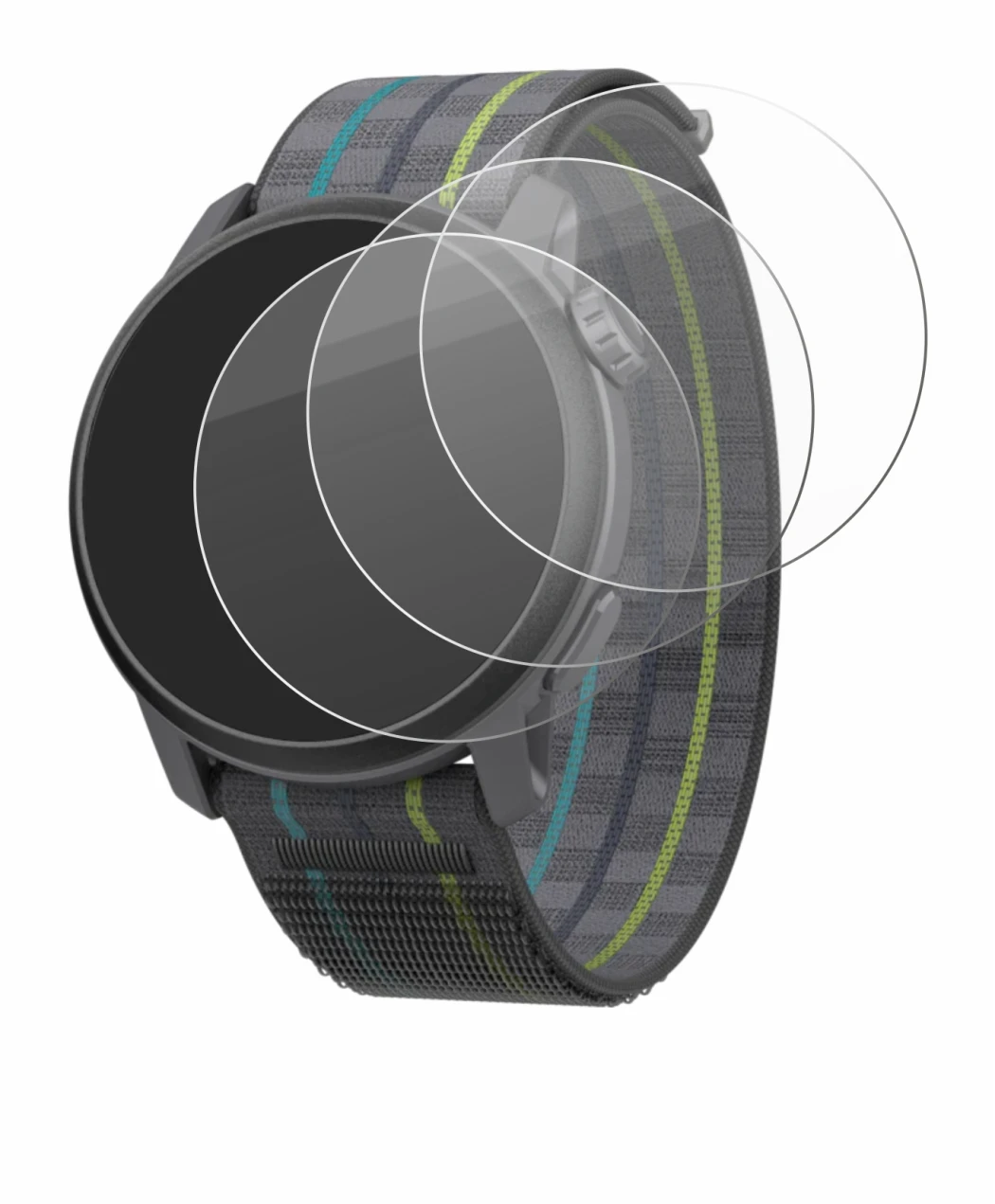 Image de l'appareil Coros Pace 3 avec une grande variété de protections d'écran.