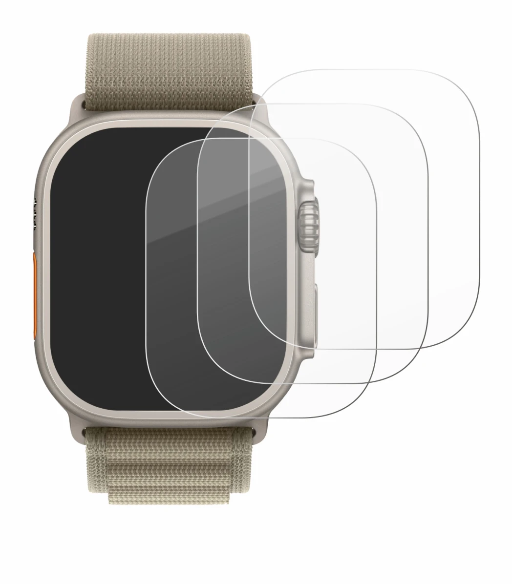 Image de l'appareil Apple Watch Ultra 2 (49 mm) avec une grande variété de protections d'écran.