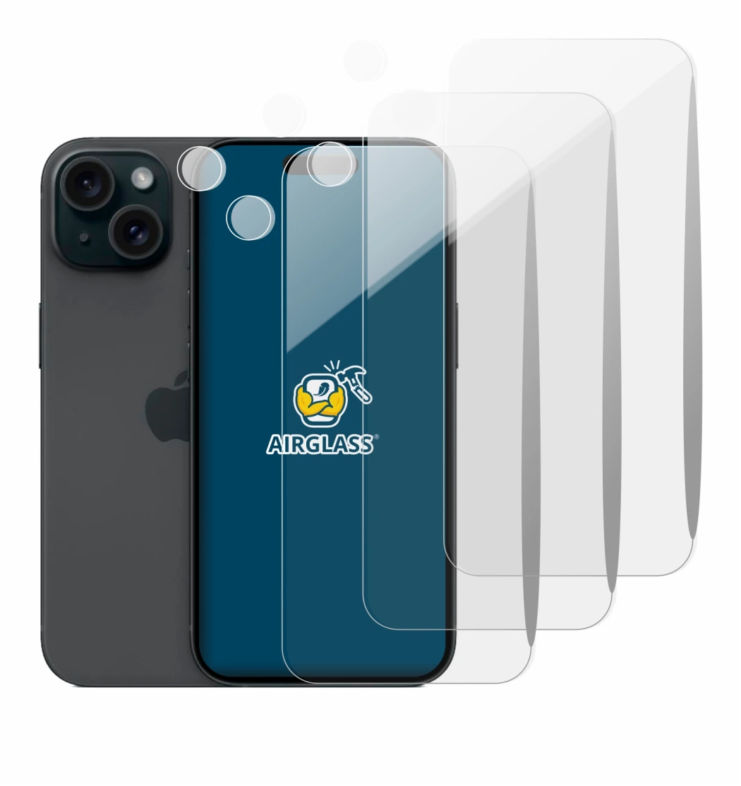 Image de l'appareil Apple iPhone 15 (Avant+Caméra) avec une grande variété de protections d'écran.