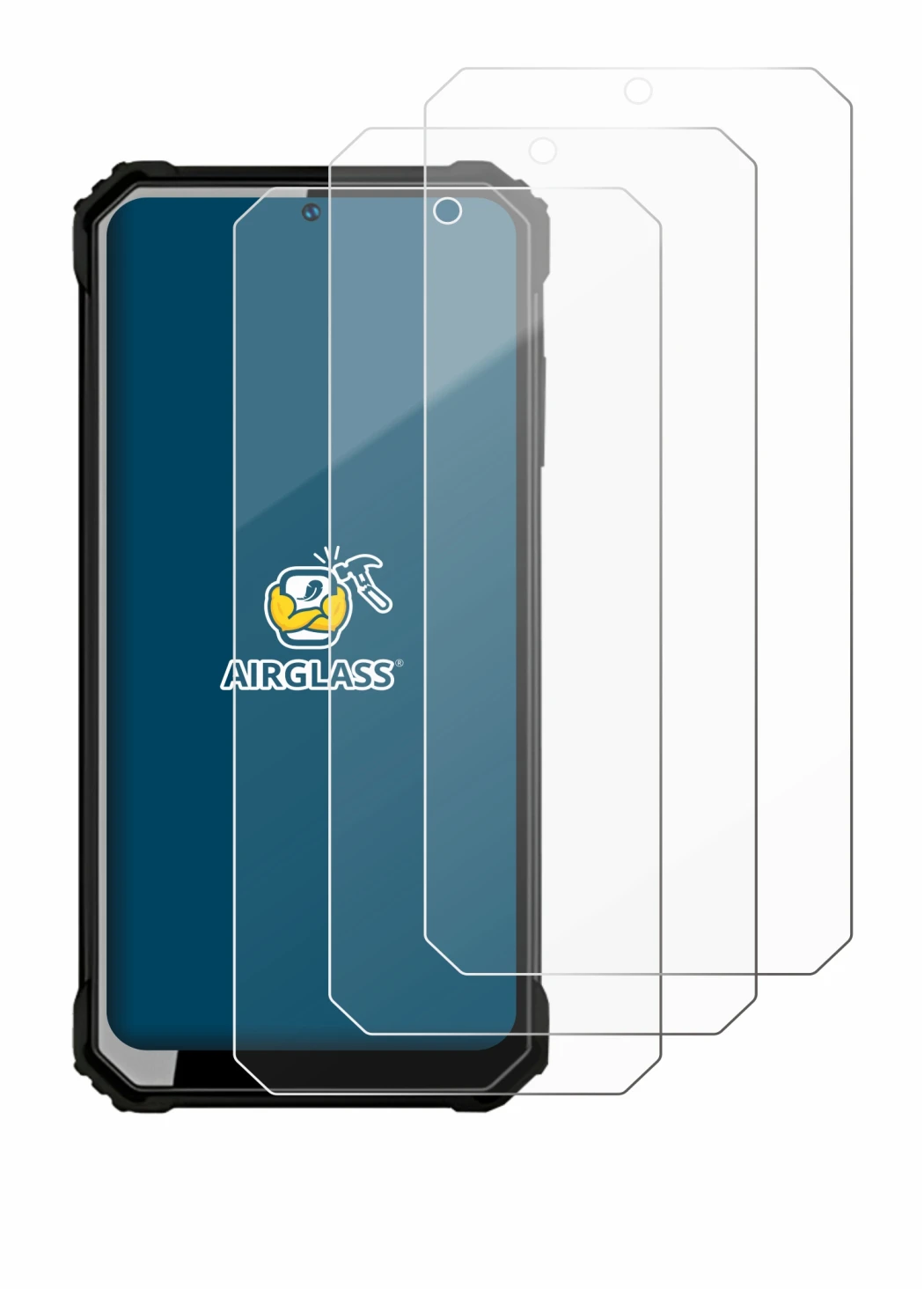 Image de l'appareil Oukitel WP23 avec une grande variété de protections d'écran.