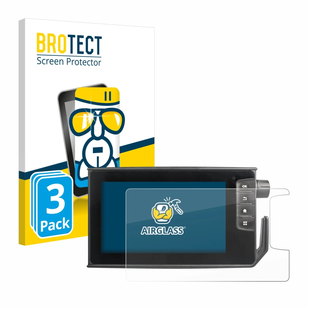 Face avant d’un emballage produit avec le logo de la marque BROTECT. À côté, l’appareil Valtra SmartTouch Terminal est représe