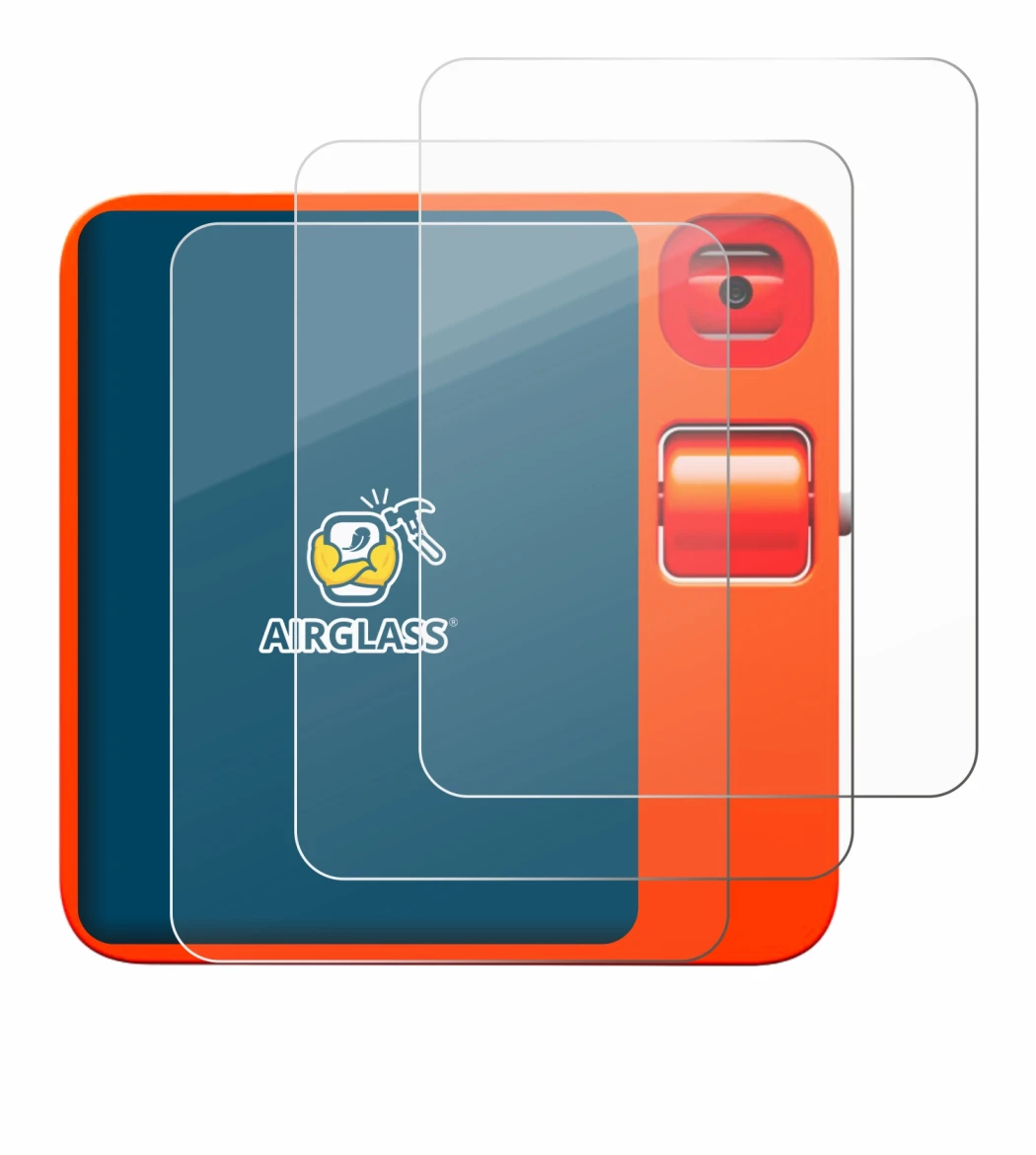 Image de l'appareil rabbit r1 avec une grande variété de protections d'écran.