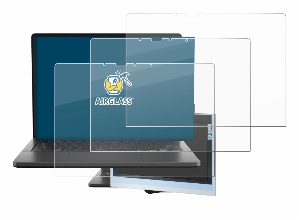 Image de l'appareil ASUS ROG Zephyrus G14 2024 GA403 avec une grande variété de protections d'écran.