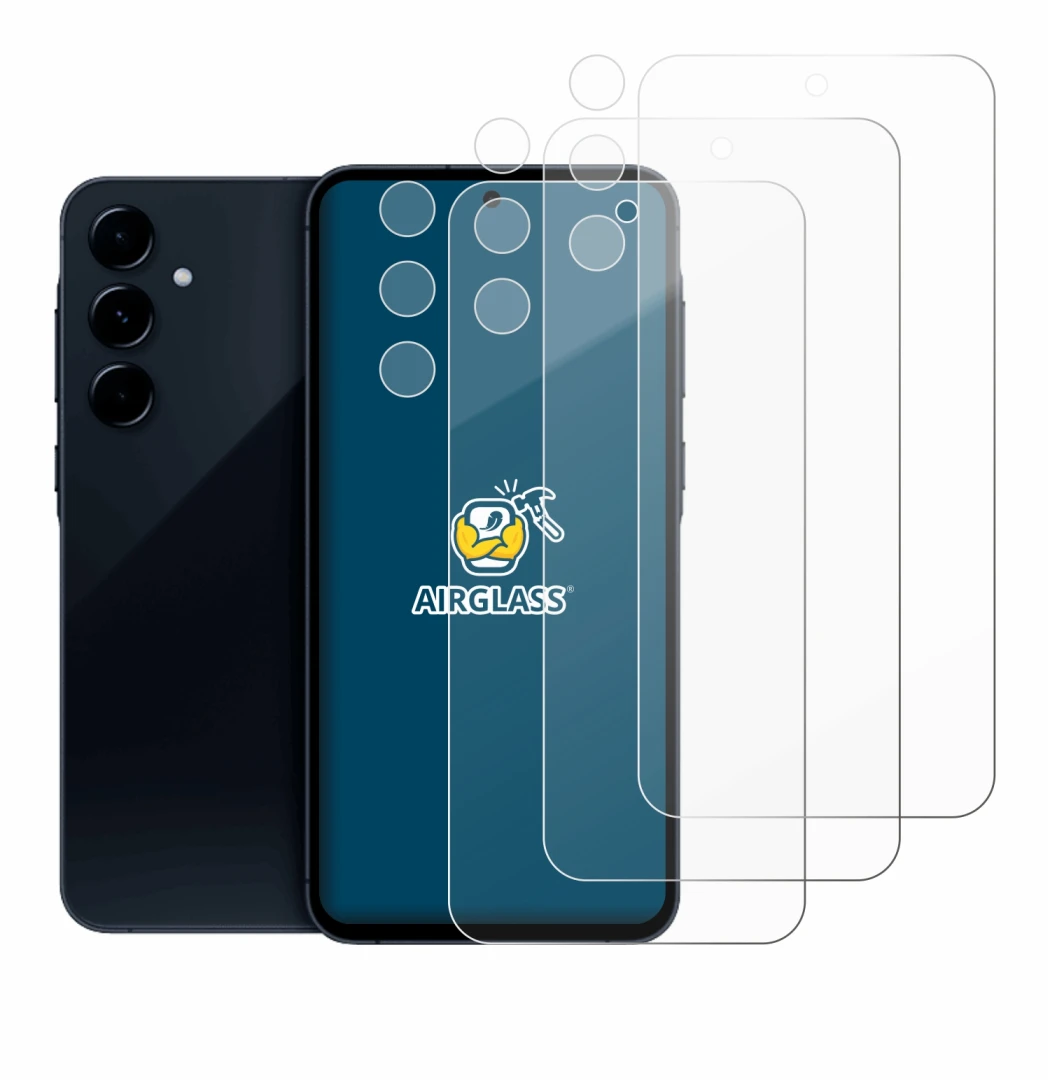 Image de l'appareil Samsung Galaxy A35 5G (Avant+Caméra) avec une grande variété de protections d'écran.