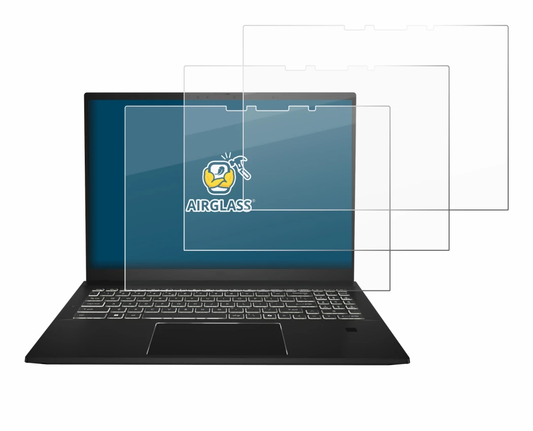 Image de l'appareil MSI Summit E16 AI Studio avec une grande variété de protections d'écran.