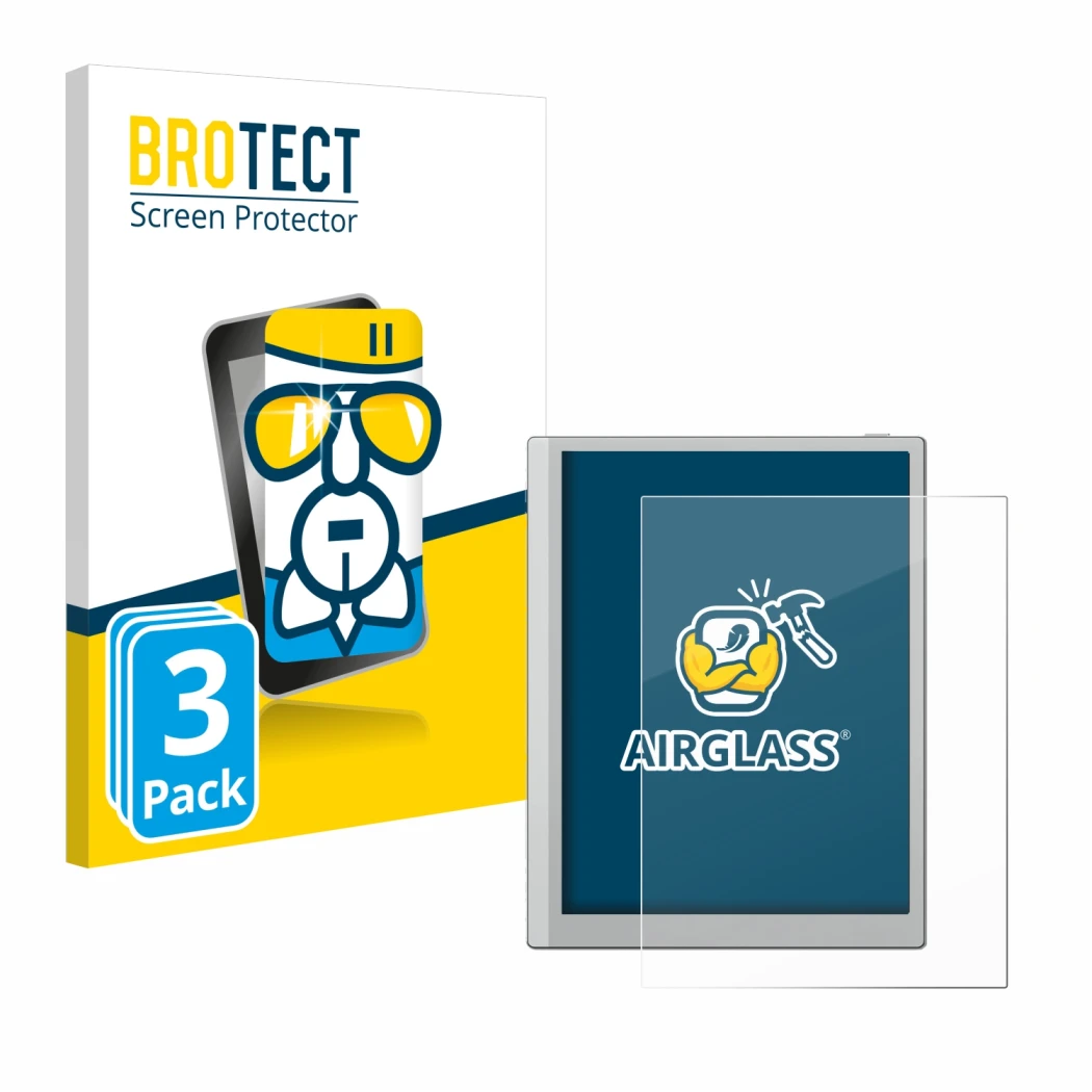 Face avant d’un emballage produit avec le logo de la marque BROTECT. À côté, l’appareil Boox Go 10.3 est représenté avec la pr