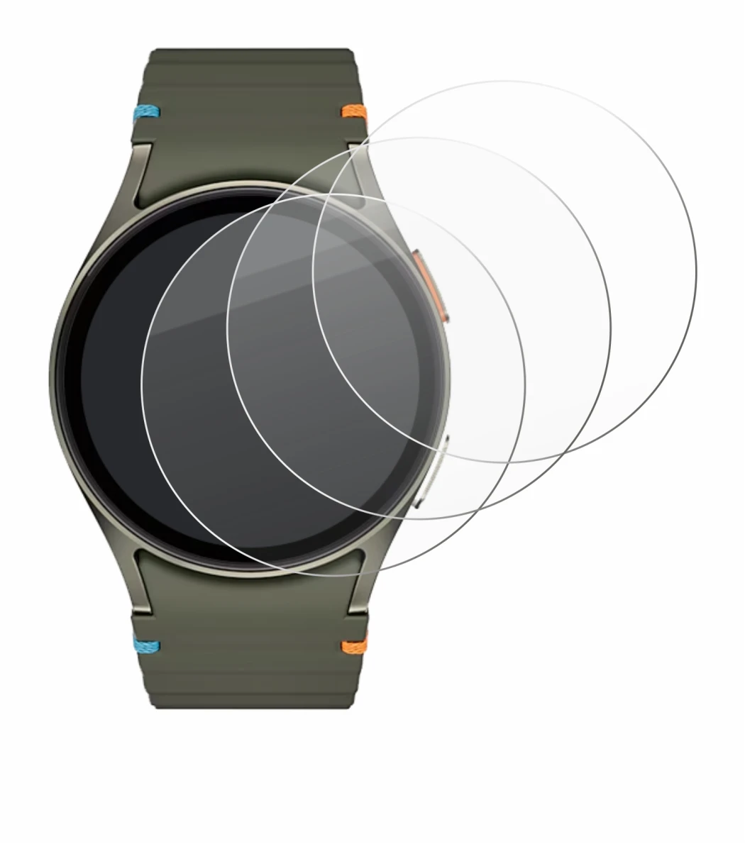 Image de l'appareil Samsung Galaxy Watch 7 (40 mm) avec une grande variété de protections d'écran.