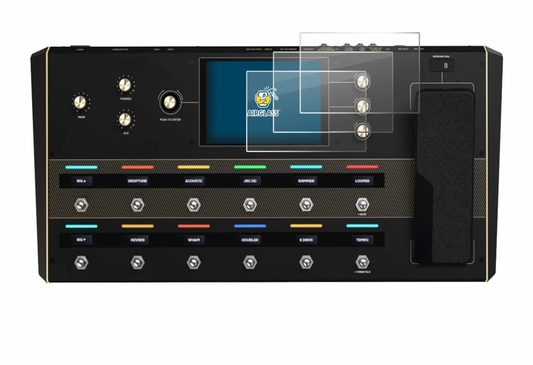 Image de l'appareil Headrush Prime avec une grande variété de protections d'écran.