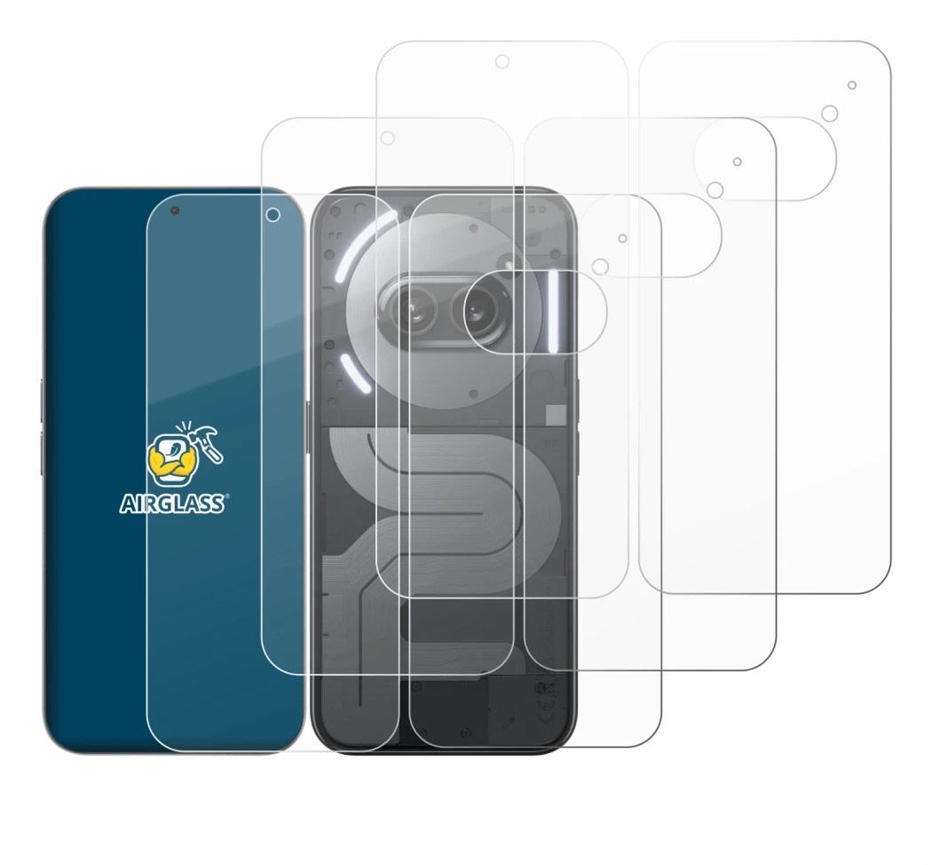 Image de l'appareil Nothing Phone (2a) Plus (Avant+Arrière) avec une grande variété de protections d'écran.