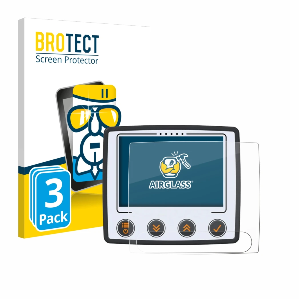 Face avant d’un emballage produit avec le logo de la marque BROTECT. À côté, l’appareil Skytraxx 5 Mini est représenté avec la