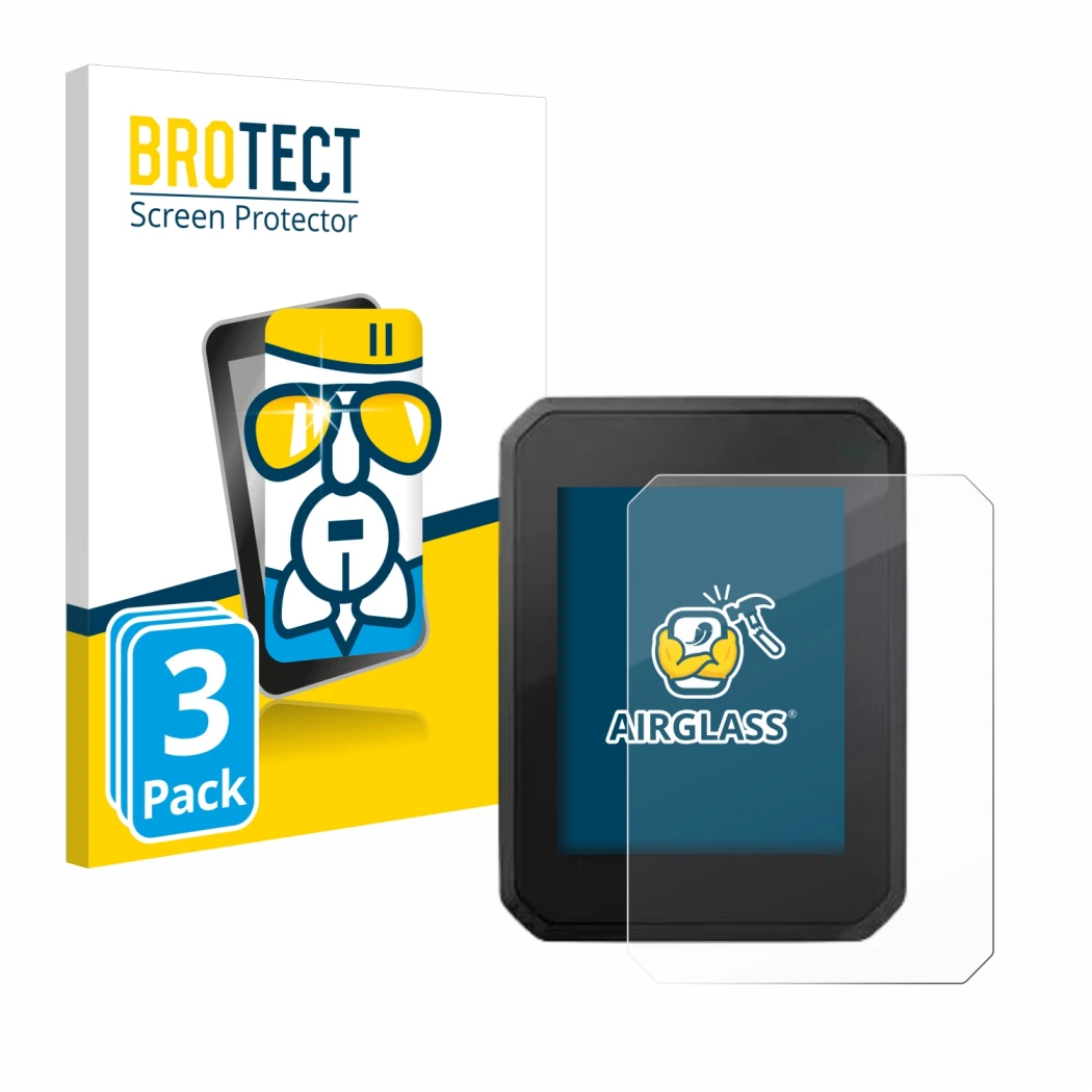 Face avant d’un emballage produit avec le logo de la marque BROTECT. À côté, l’appareil FIT Display Compact 2.0 est représenté