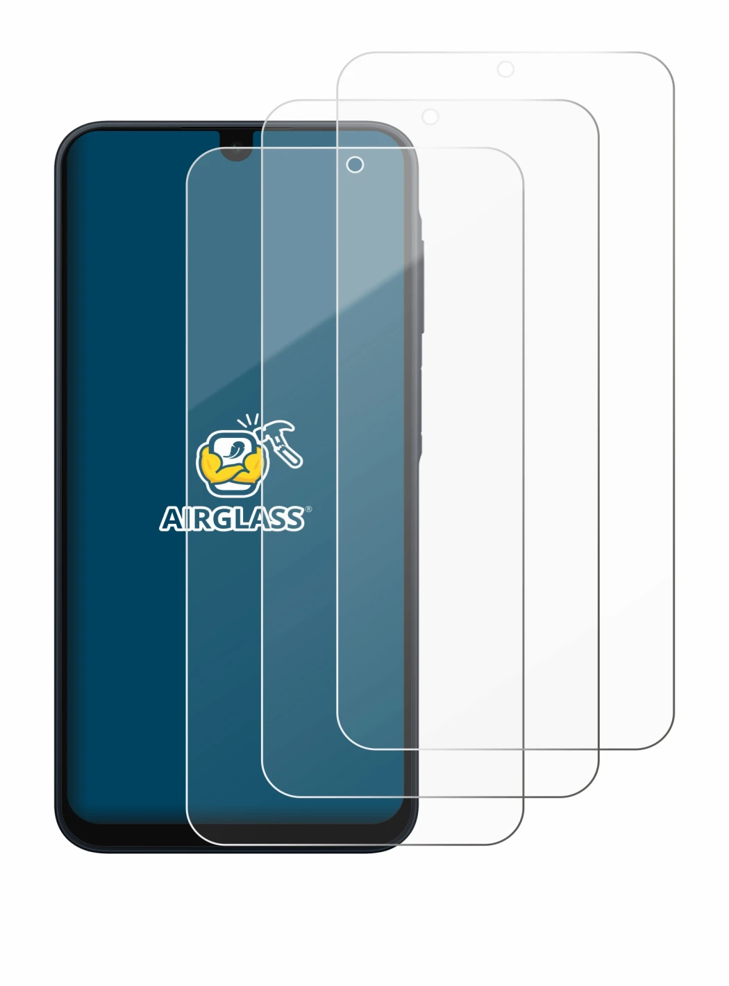 Image de l'appareil Samsung Galaxy A16 5G avec une grande variété de protections d'écran.