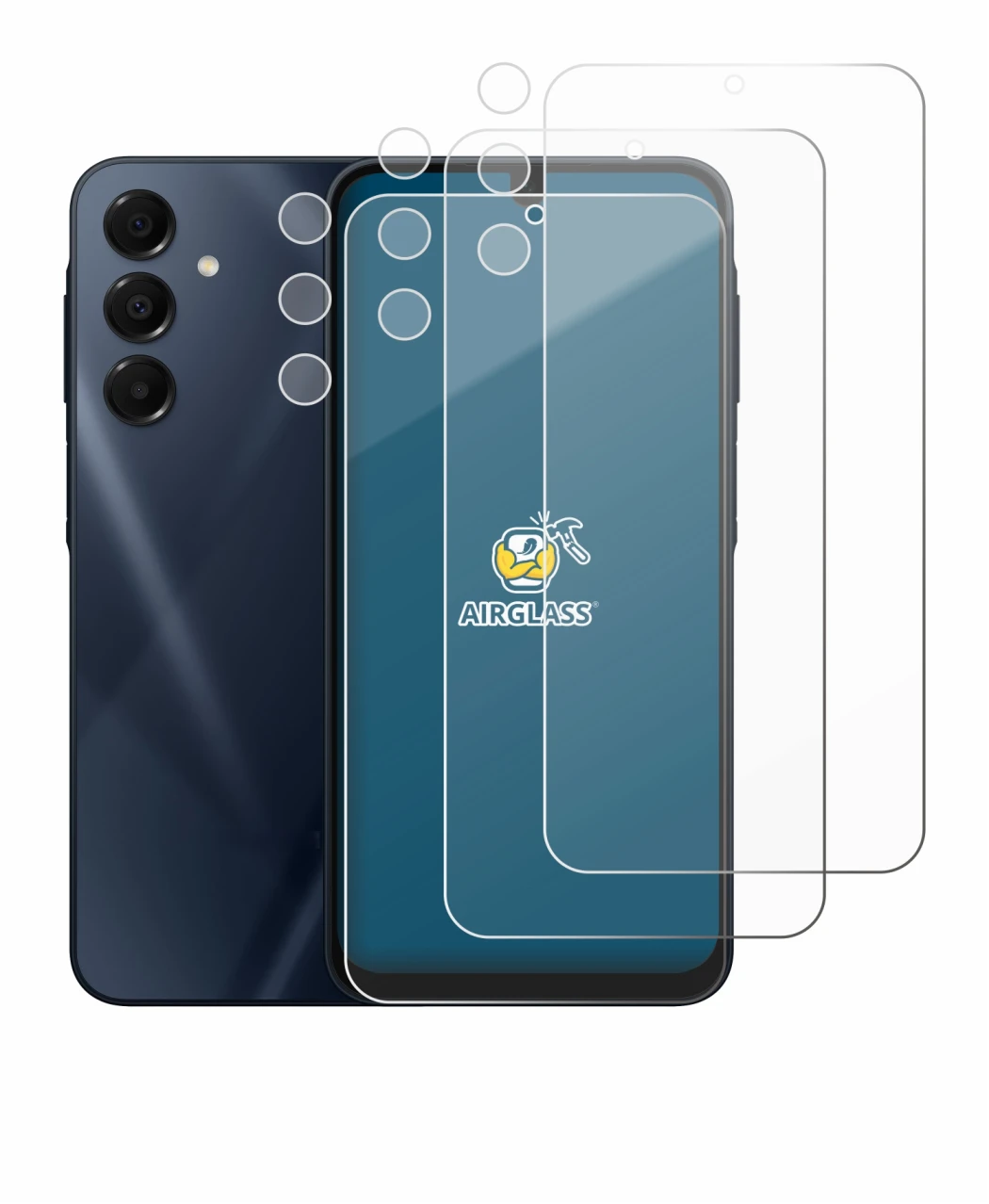 Image de l'appareil Samsung Galaxy A16 5G (Avant+Caméra) avec une grande variété de protections d'écran.