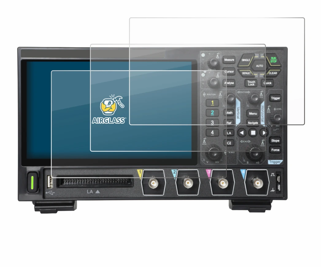 Image de l'appareil Rigol DHO914 avec une grande variété de protections d'écran.