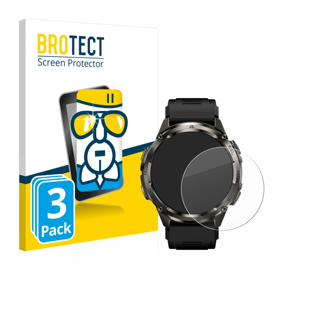Face avant d’un emballage produit avec le logo de la marque BROTECT. À côté, l’appareil Kospet Tank T3 Ultra 2 est représenté