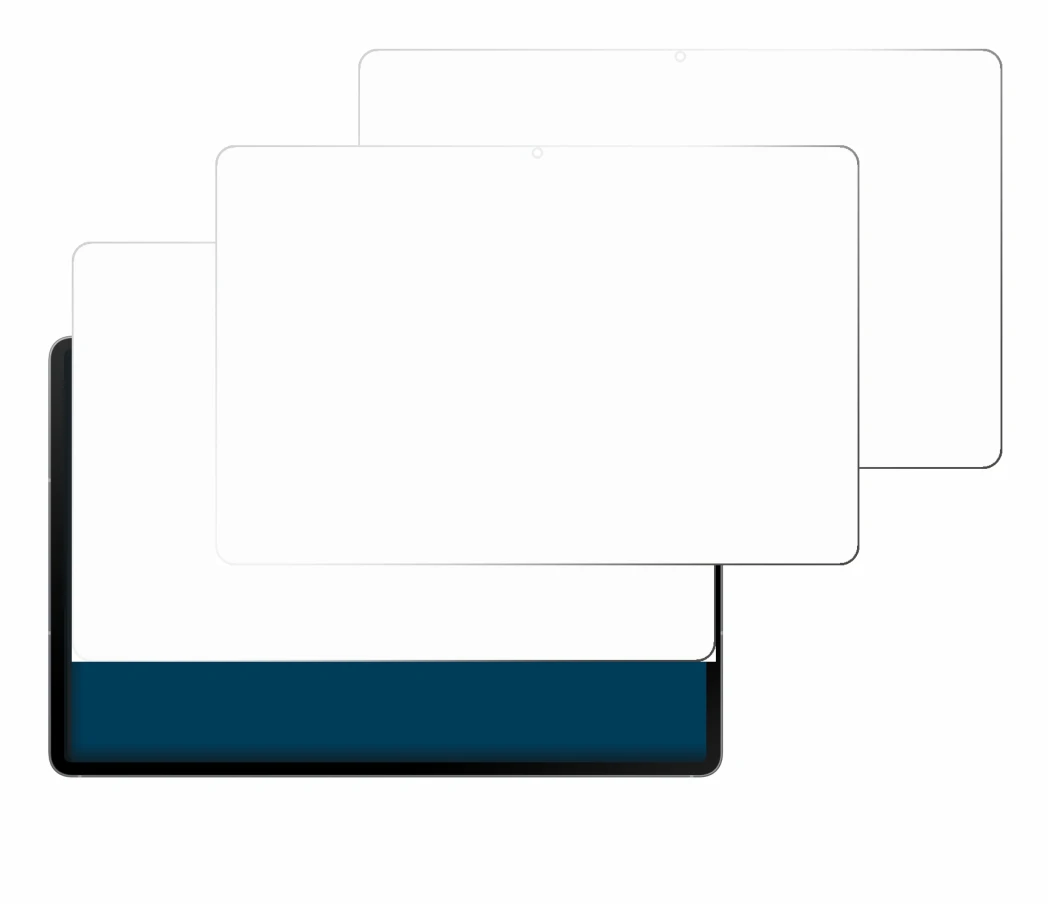 Image de l'appareil Samsung Galaxy Tab S10 FE+ 5G avec une grande variété de protections d'écran.